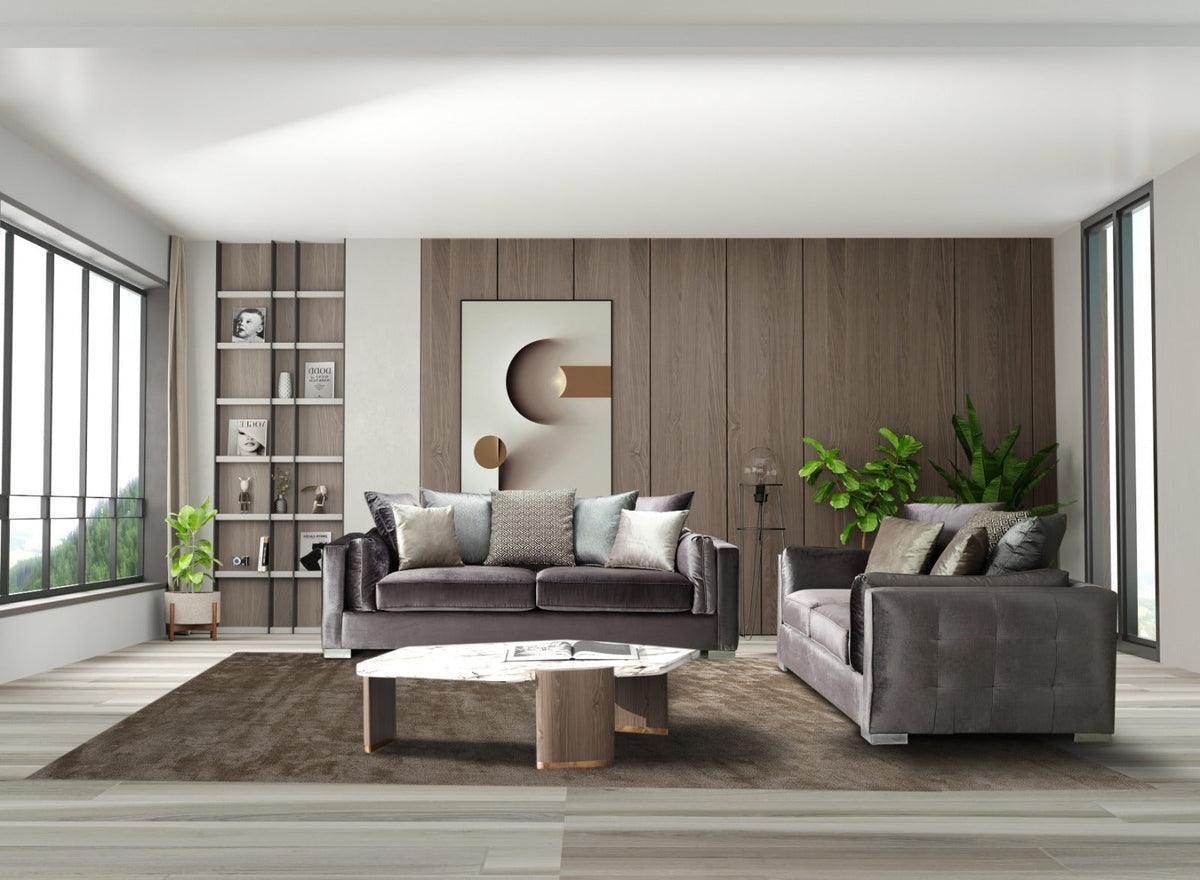 Skylar Gray Velvet Sofa & Loveseat - Ella Furniture