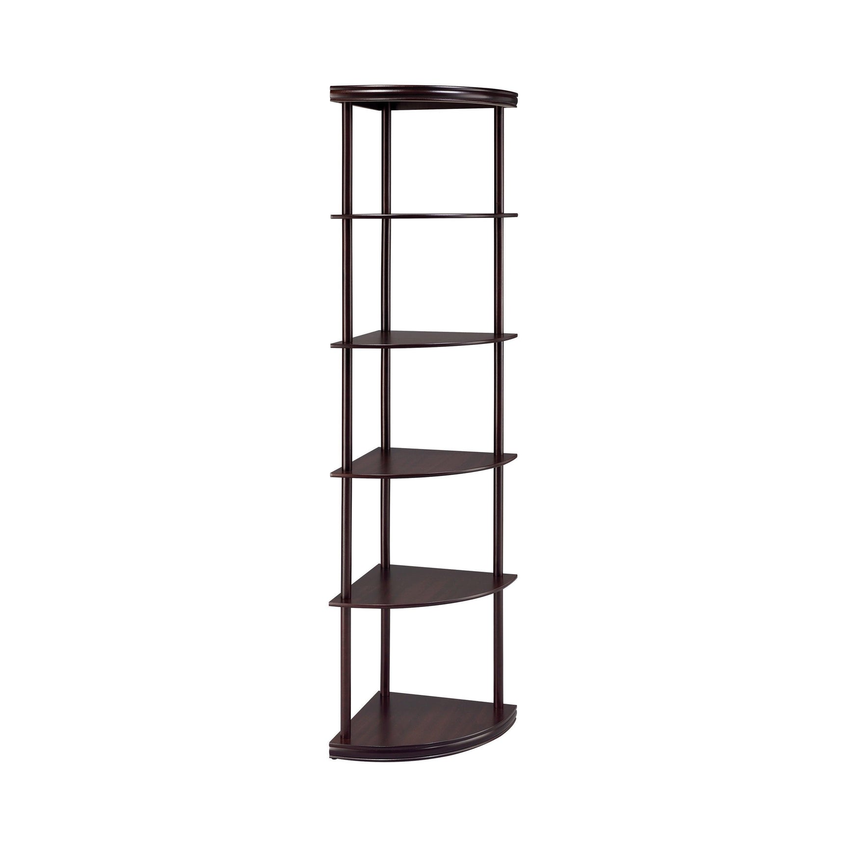 Bonwick 5-Shelf Corner Bookshelf Cappuccino - Ella Furniture