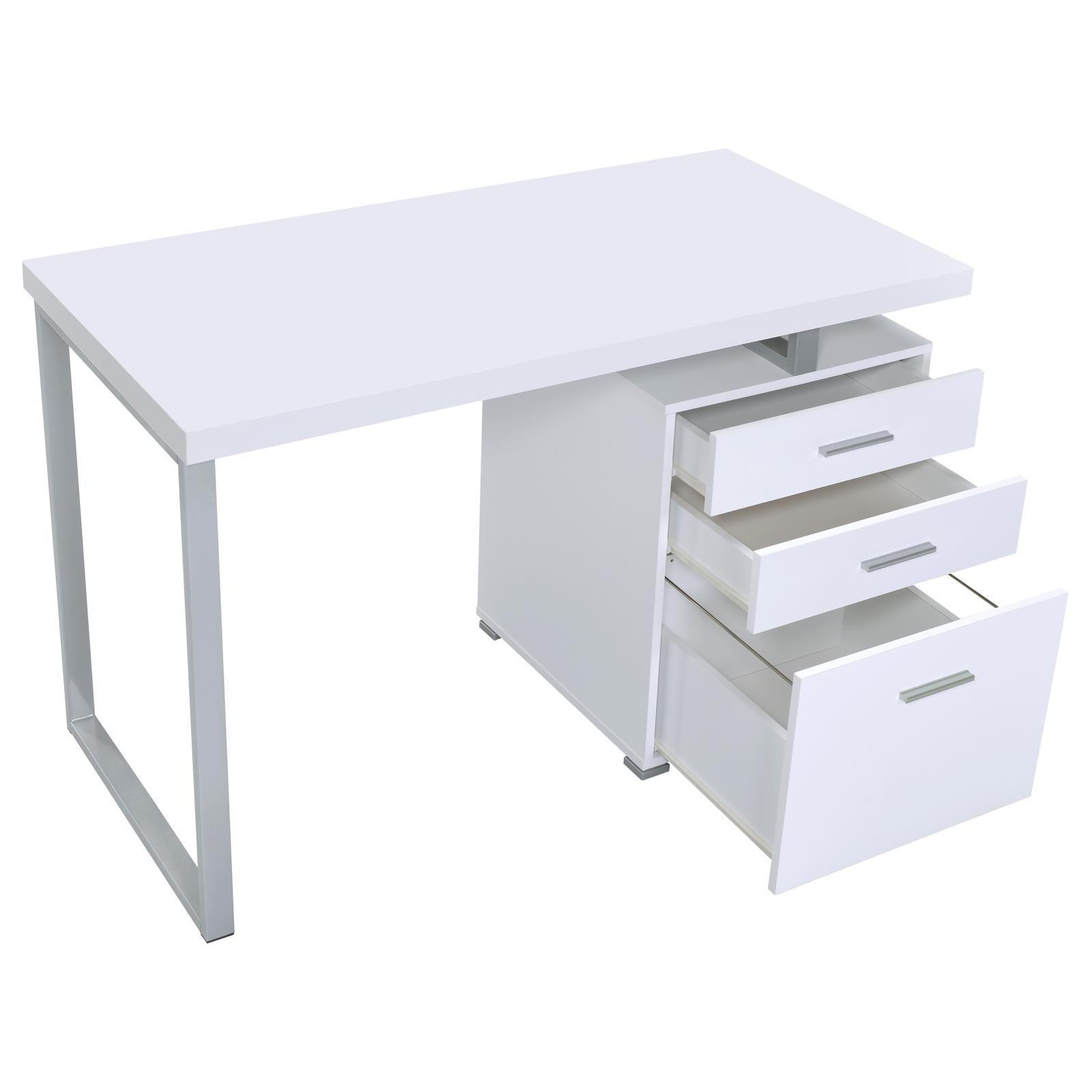 Brennan White/grey/silver Office Desk - Ella Furniture
