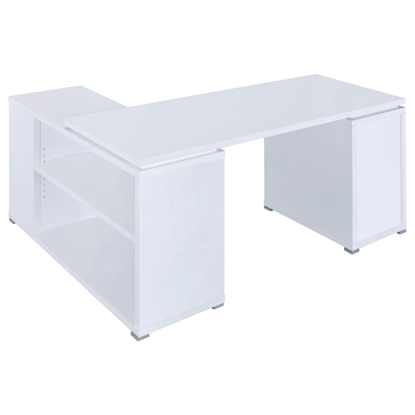 Yvette White L-shape Office Desk - Ella Furniture