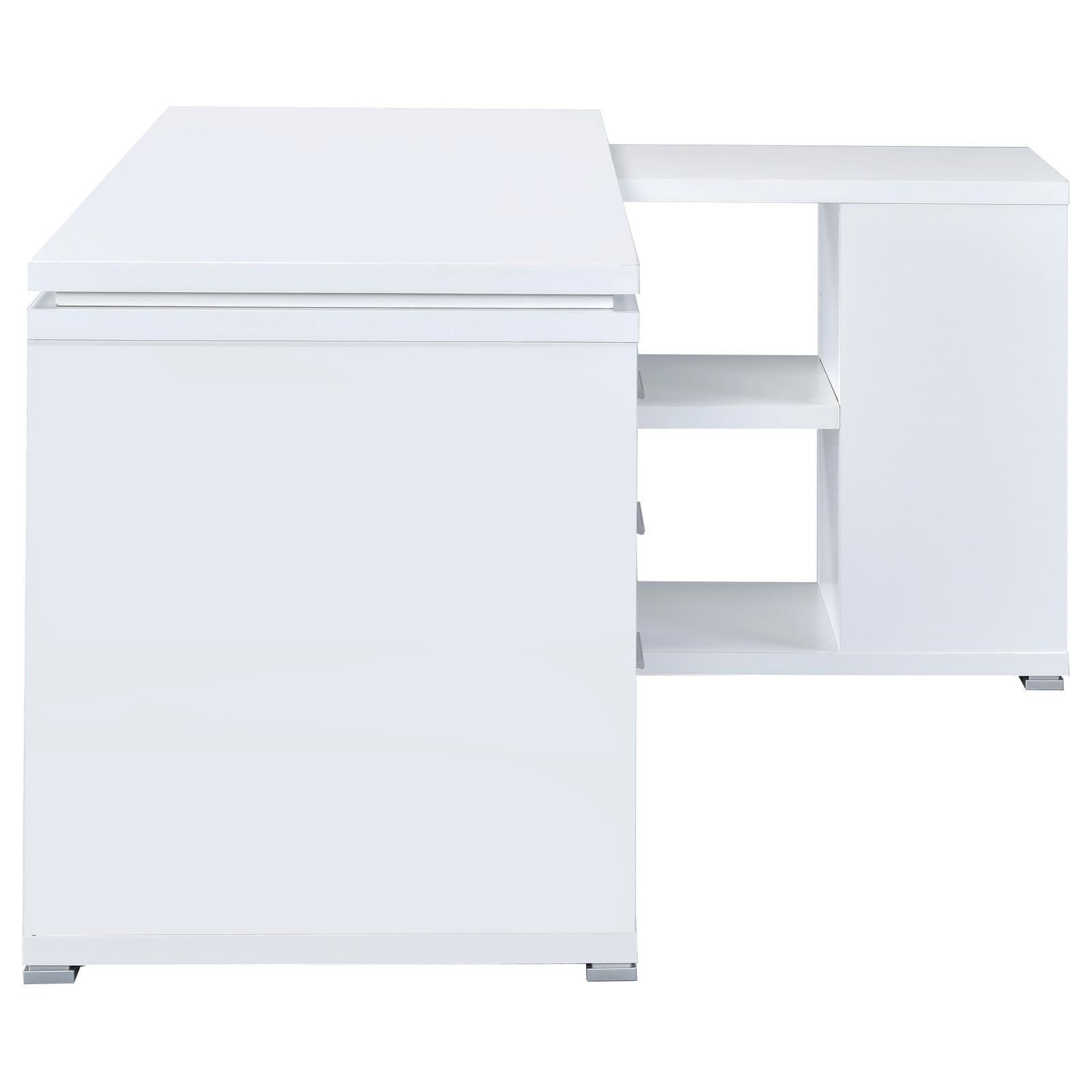 Yvette White L-shape Office Desk - Ella Furniture