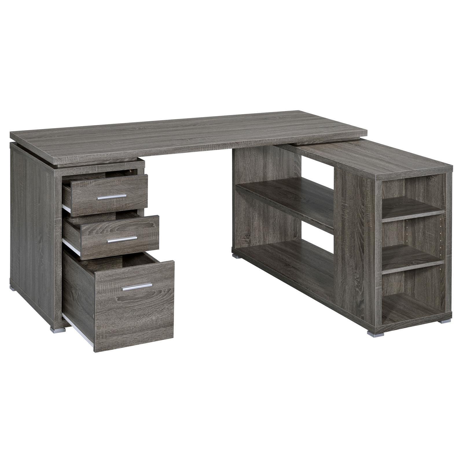 Yvette Natural Grey L-shape Office Desk - Ella Furniture