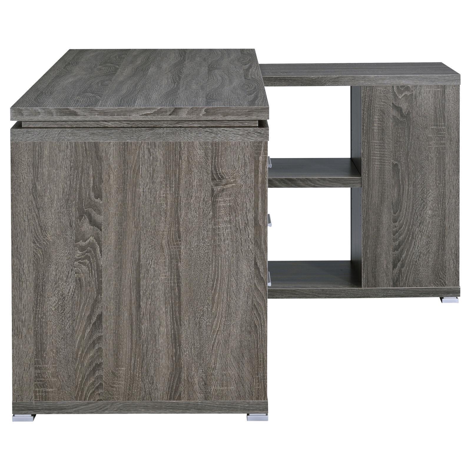 Yvette Natural Grey L-shape Office Desk - Ella Furniture