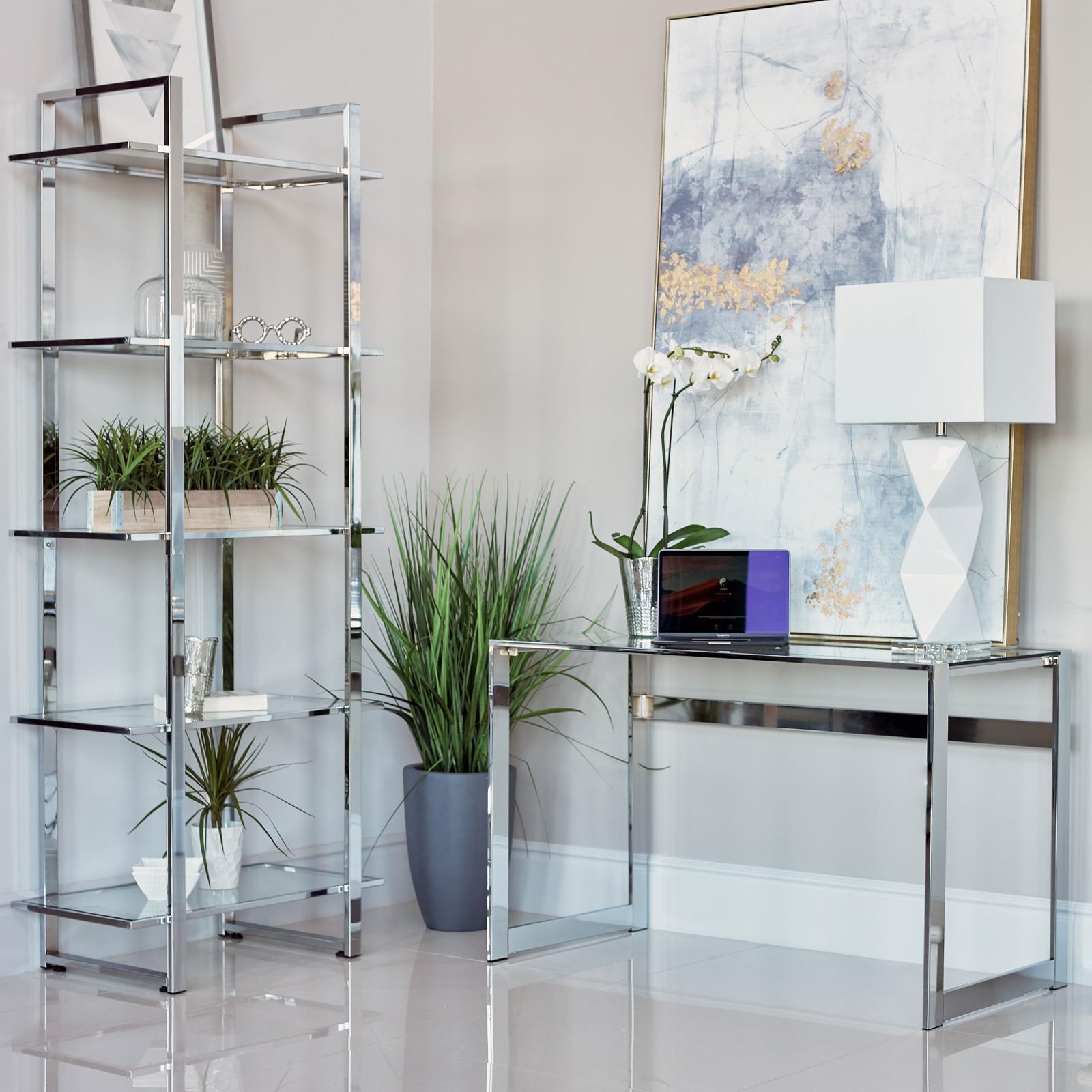 Hartford Chrome Writing Desk - Ella Furniture