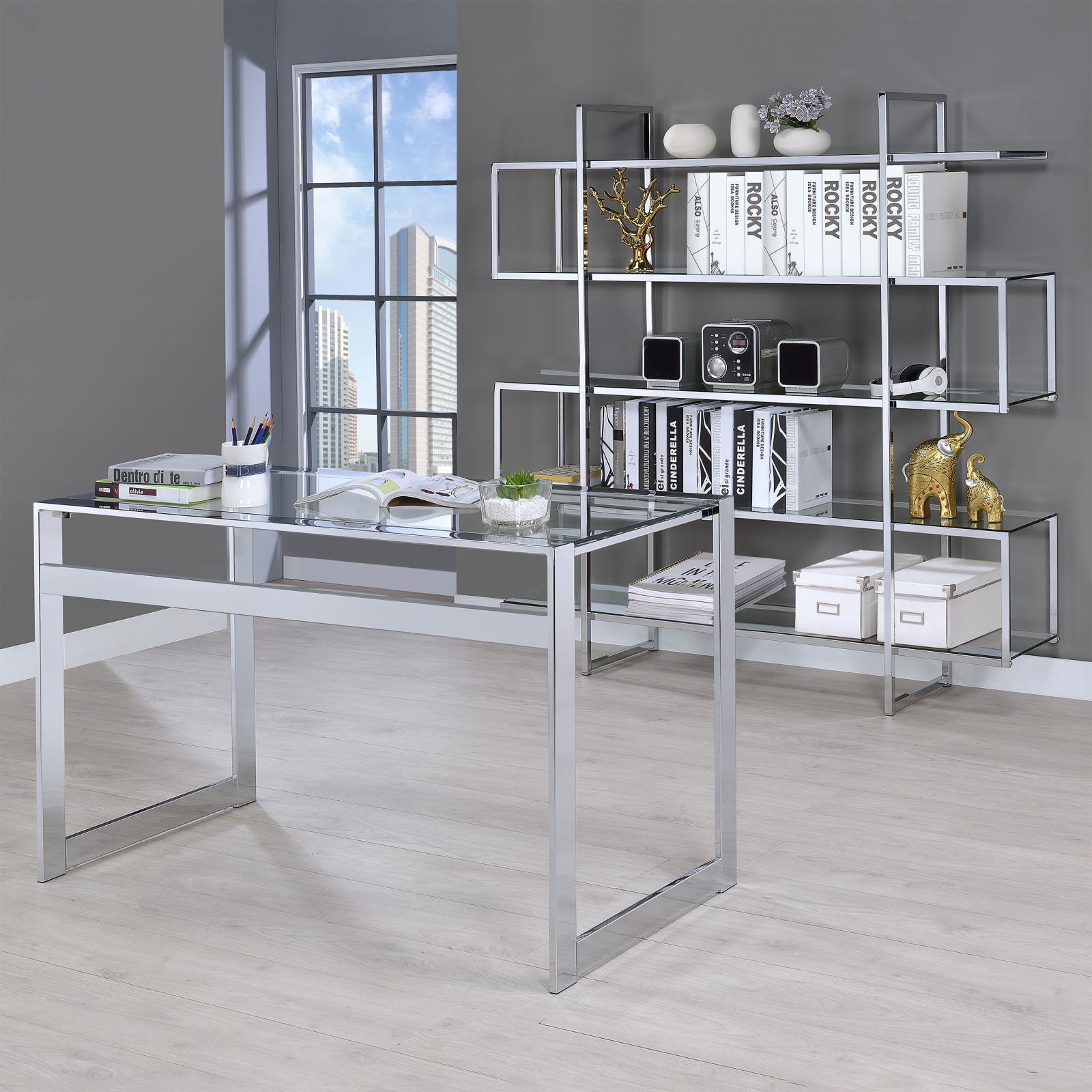 Hartford Chrome Writing Desk - Ella Furniture