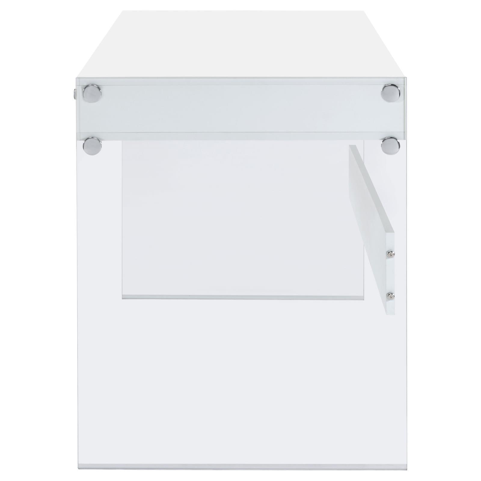 Dobrev Glossy White Writing Desk - Ella Furniture