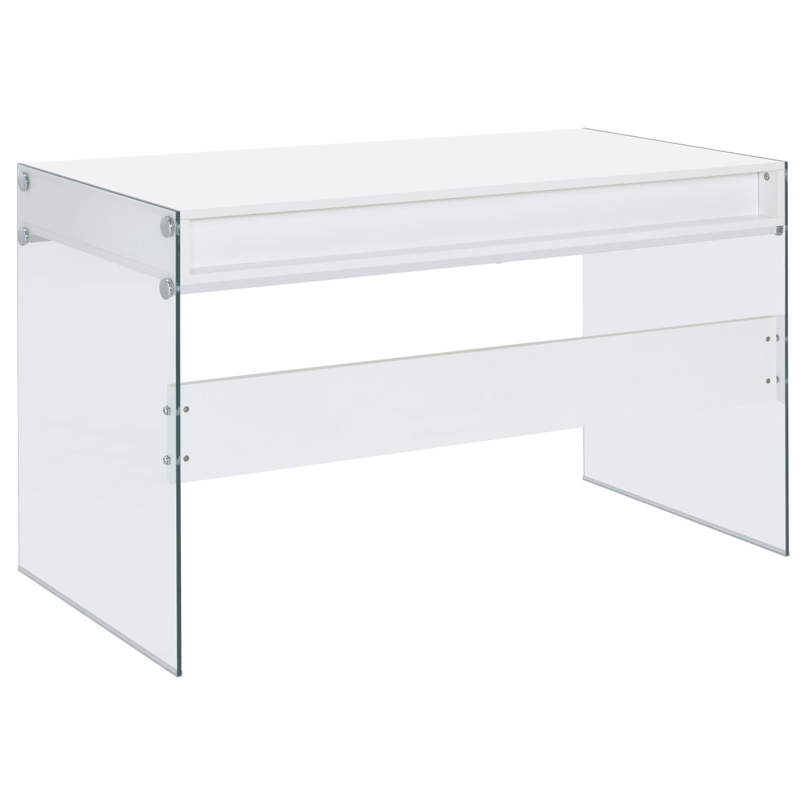 Dobrev Glossy White Writing Desk - Ella Furniture