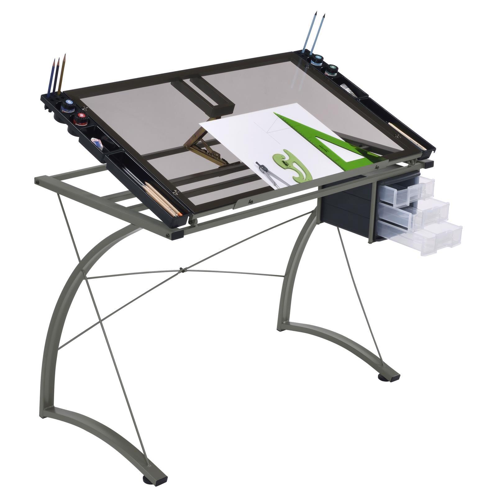 Melo Champagne Drafting Desk - Ella Furniture