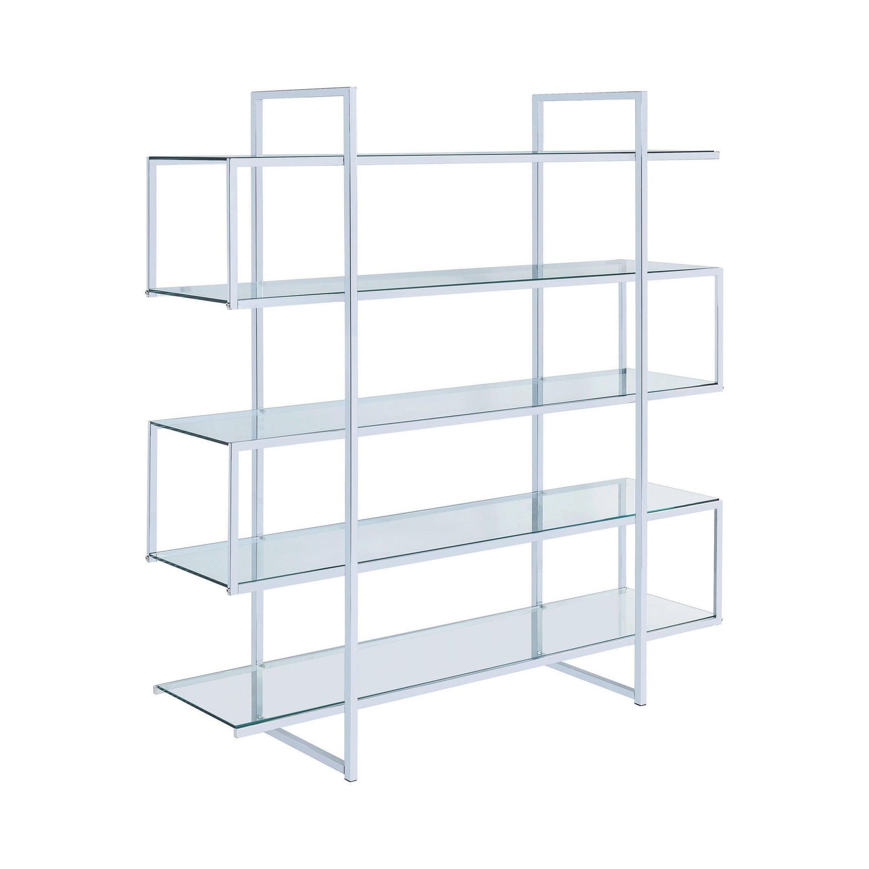 5-Shelf Bookcase Chrome And Clear - Ella Furniture
