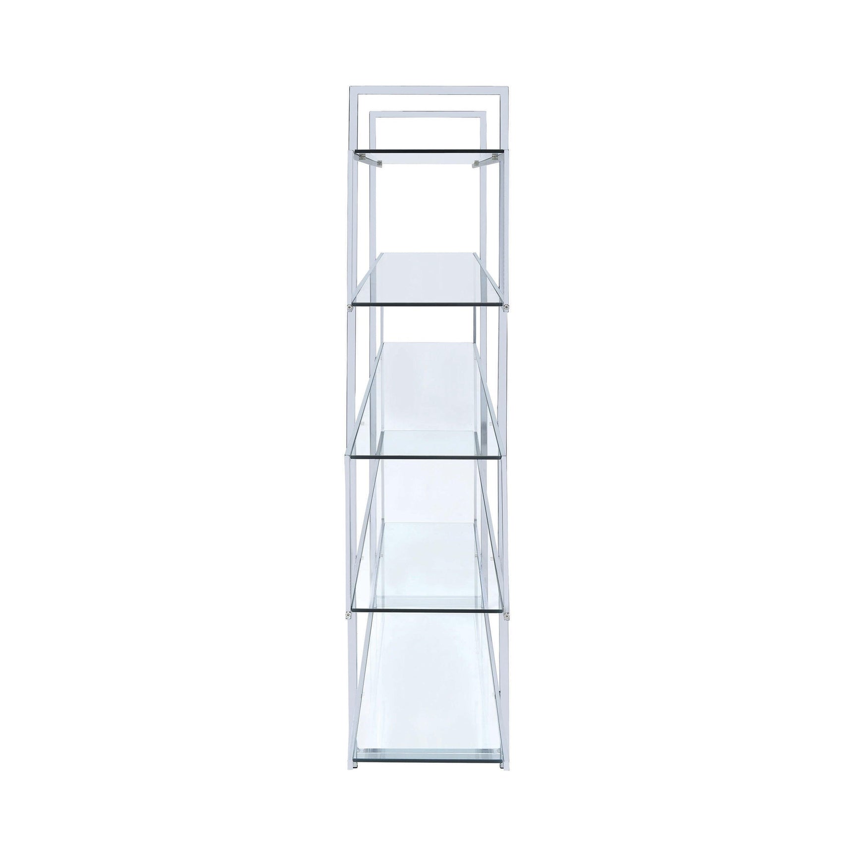 5-Shelf Bookcase Chrome And Clear - Ella Furniture