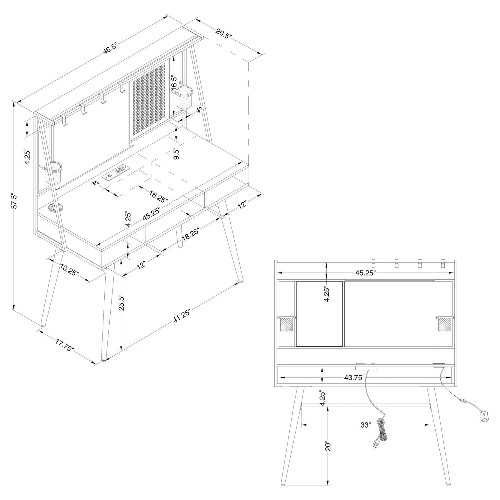 Jessie Black/gunmetal Writing Desk - Ella Furniture