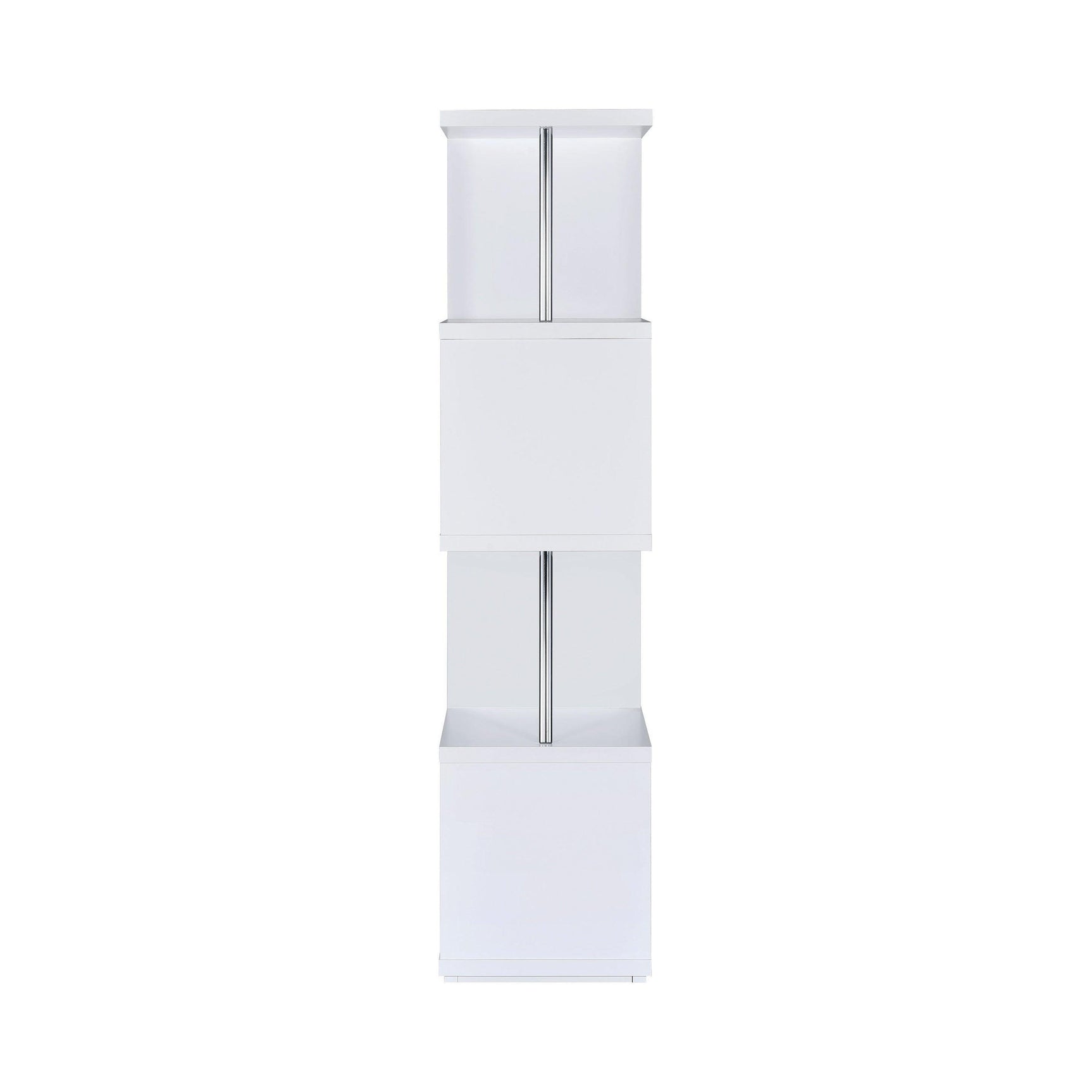 Baxter 4-Shelf Bookcase White And Chrome - Ella Furniture