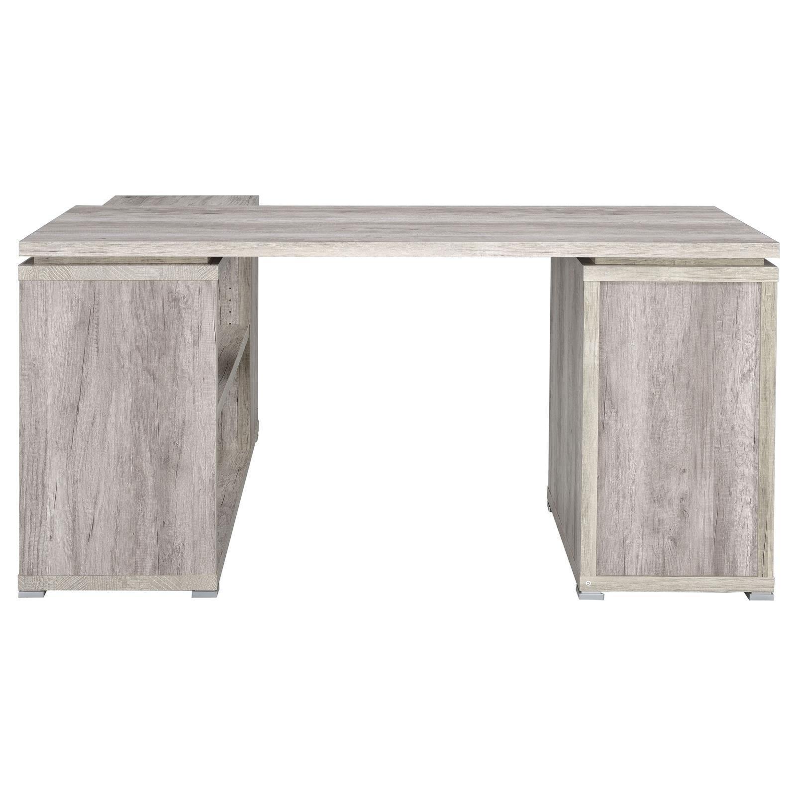 Yvette Naturak Driftwood L-shape Office Desk - Ella Furniture