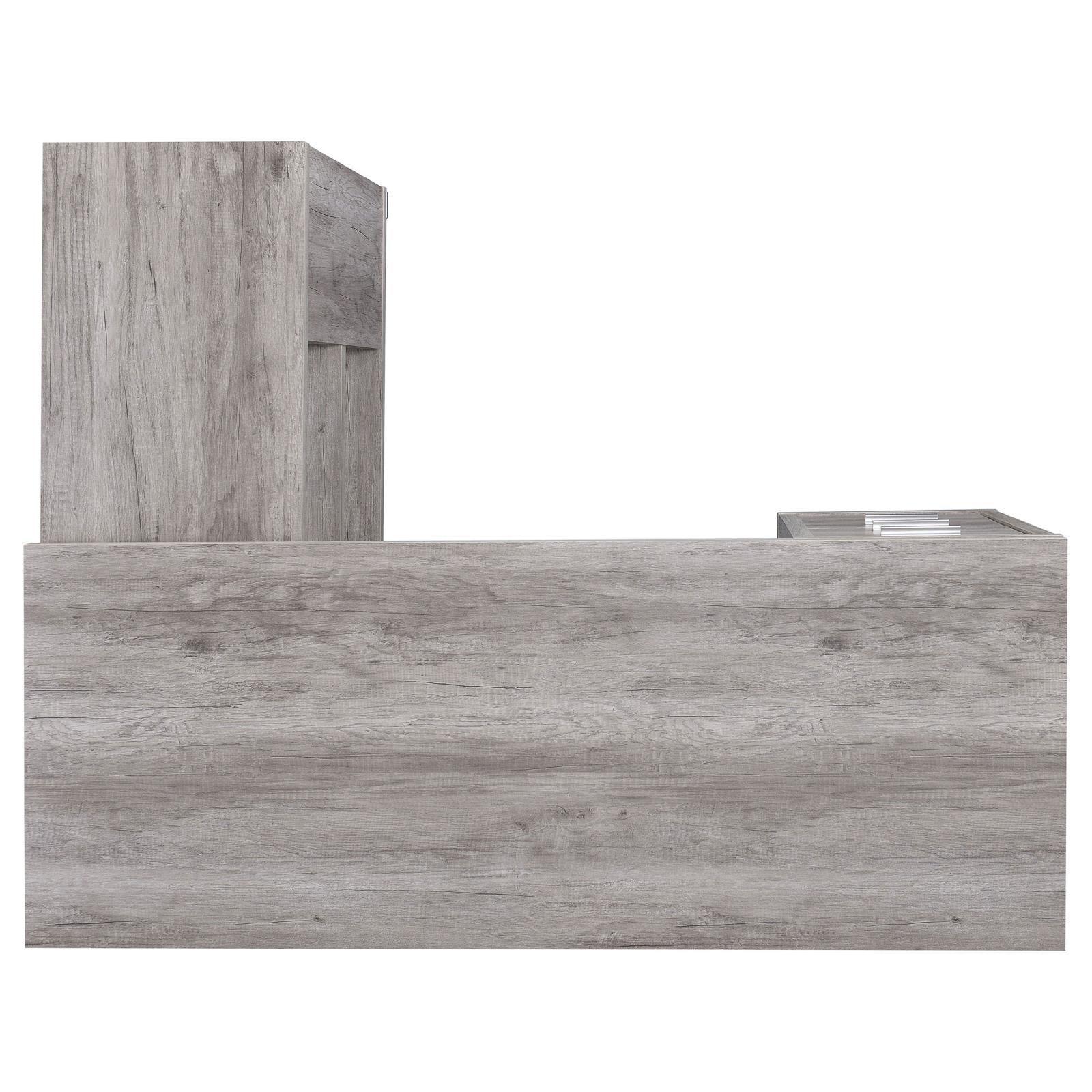 Yvette Naturak Driftwood L-shape Office Desk - Ella Furniture