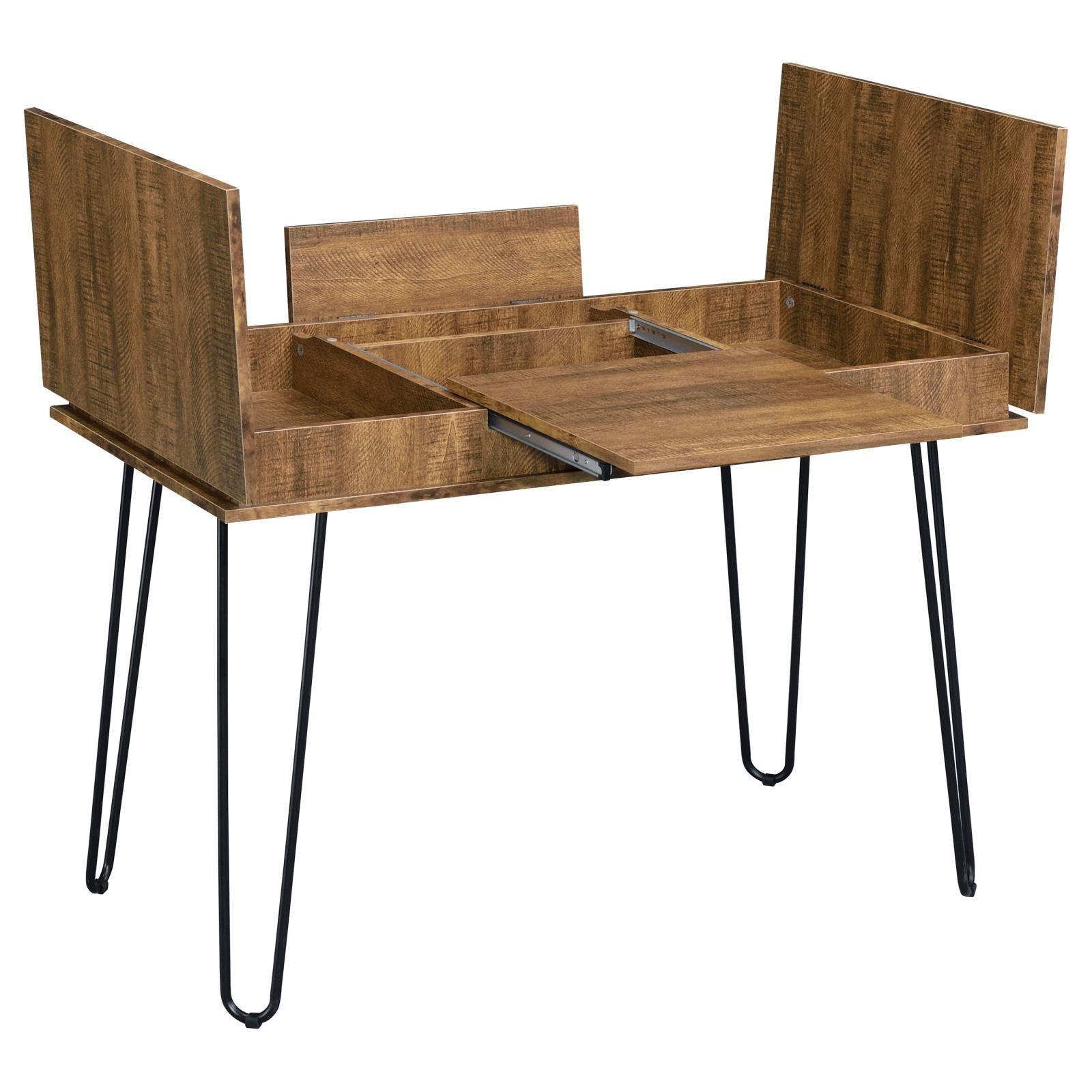Sheeran Rustic Amber Writing Desk W/ Outlet - Ella Furniture