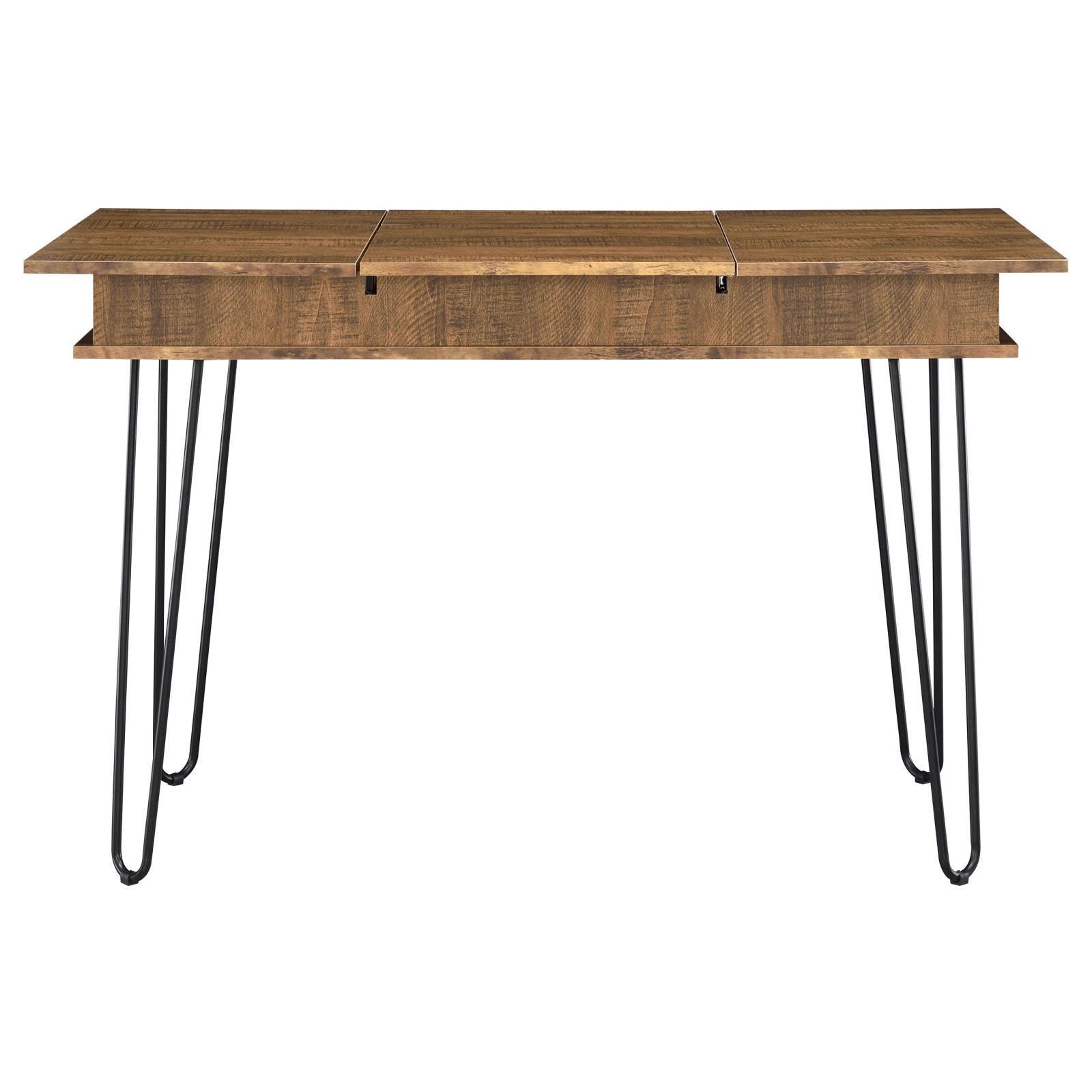 Sheeran Rustic Amber Writing Desk W/ Outlet - Ella Furniture