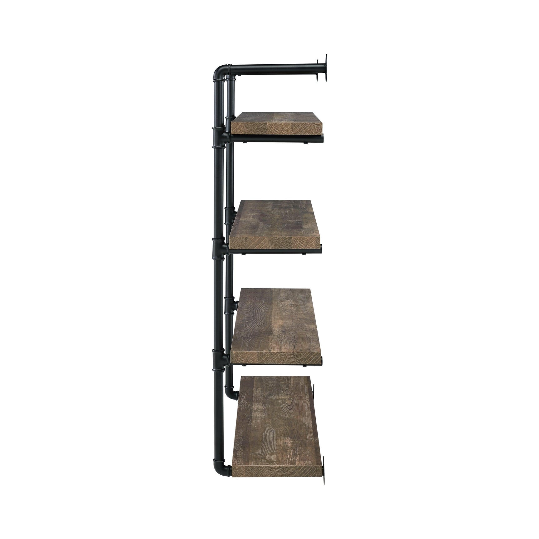 Elmcrest 40-Inch Wall Shelf Black And Rustic Oak - Ella Furniture