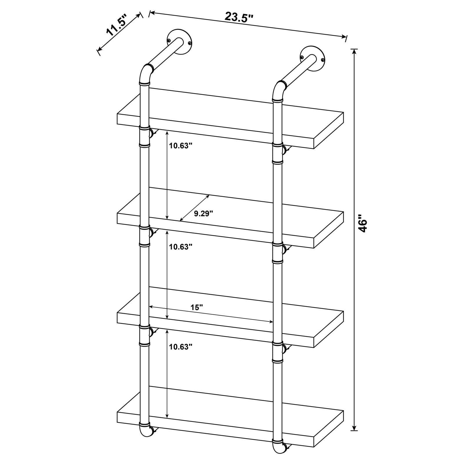 Elmcrest 24-Inch Wall Shelf Black And Rustic Oak - Ella Furniture
