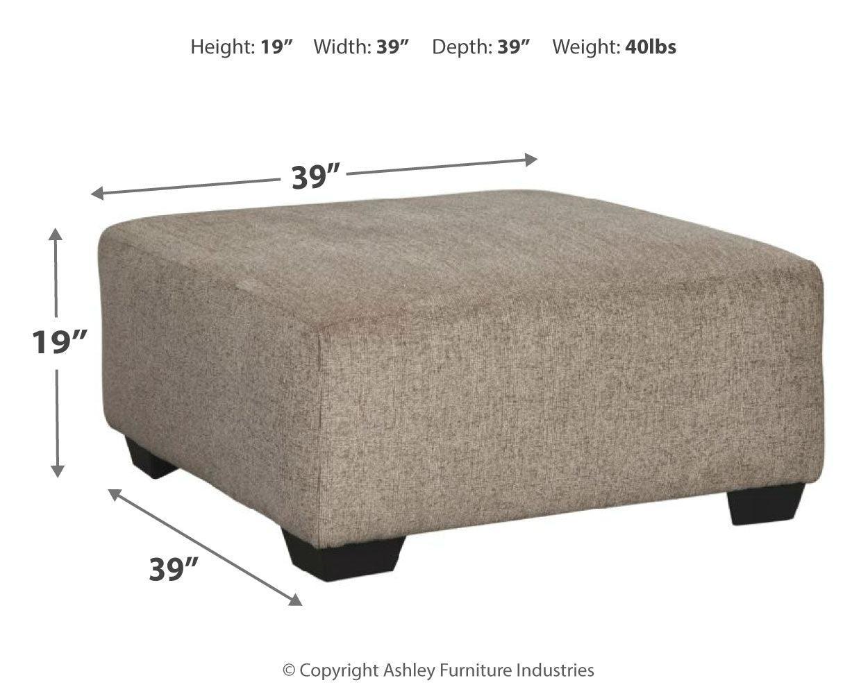 Ballinasloe Platinum Chenille Oversized Ottoman - Ella Furniture