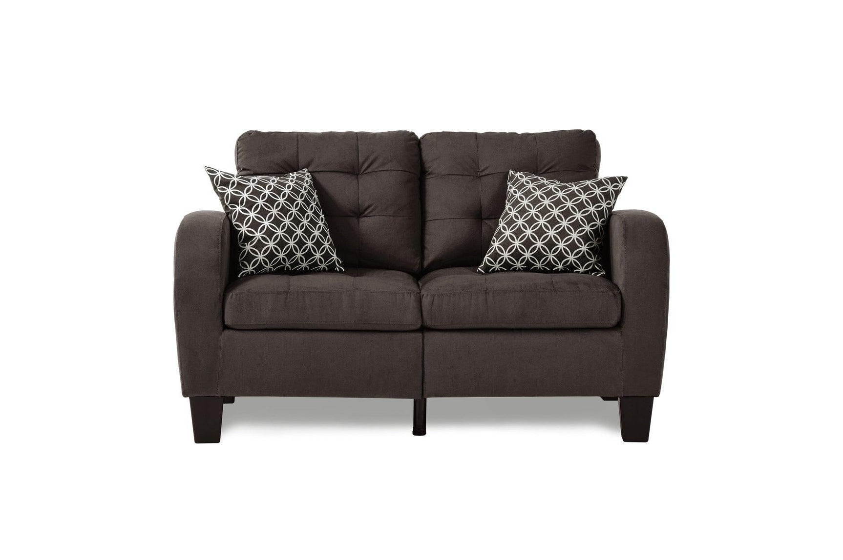 Sinclair Chocolate Solid Wood And Plywood Textured Fabric Upholstery Tufted Sofa And Love Seat - Ella Furniture