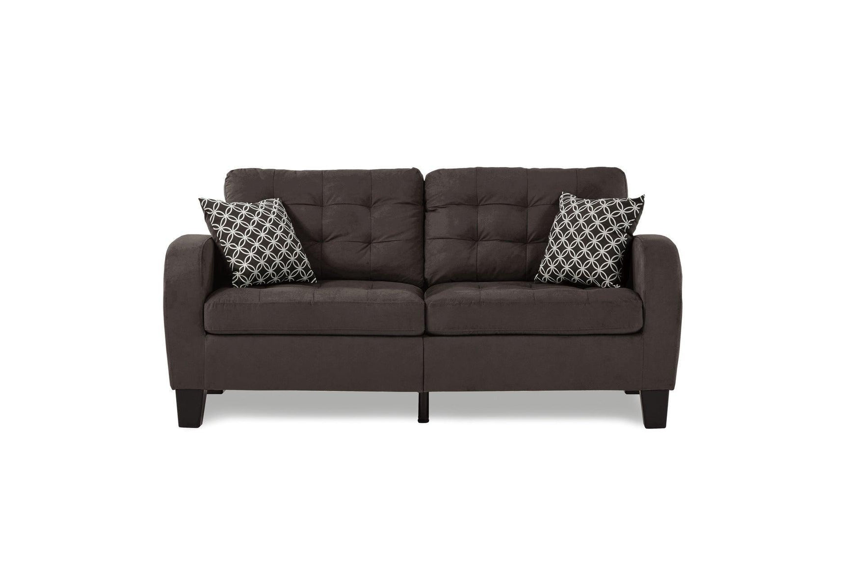 Sinclair Chocolate Solid Wood And Plywood Textured Fabric Upholstery Tufted Sofa And Love Seat - Ella Furniture