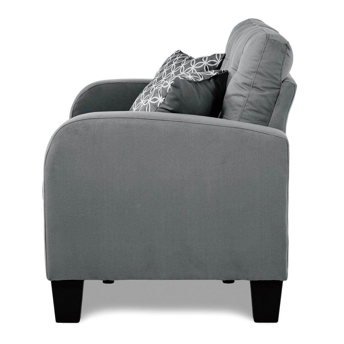 Sinclair Gray Solid Wood And Plywood Textured Fabric Upholstered Tufted Loveseat - Ella Furniture