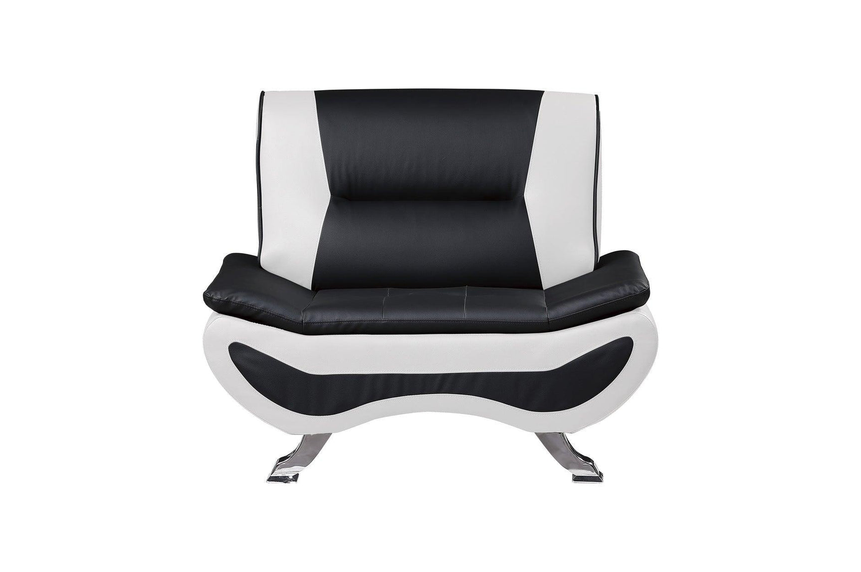 Veloce Black And White Modern Contemporary Faux Leather Upholstered Tufted 2Pc Set: Sofa, Love - Ella Furniture