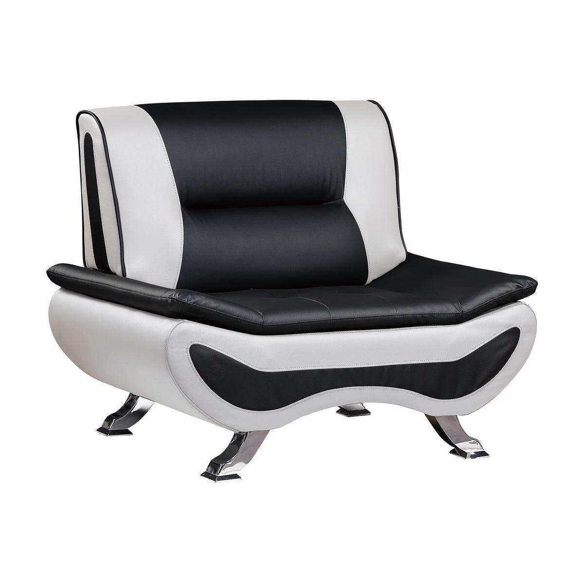 Veloce Black And White Contemporary Solid Wood And Plywood Faux Leather Polyester Upholstery Chair - Ella Furniture