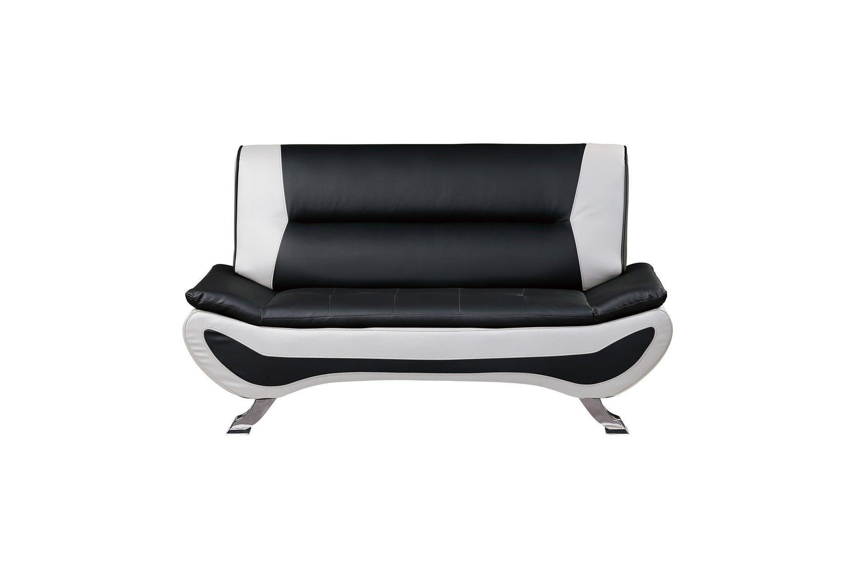 Veloce Black And White Modern Contemporary Faux Leather Upholstered Tufted 2Pc Set: Sofa, Love - Ella Furniture
