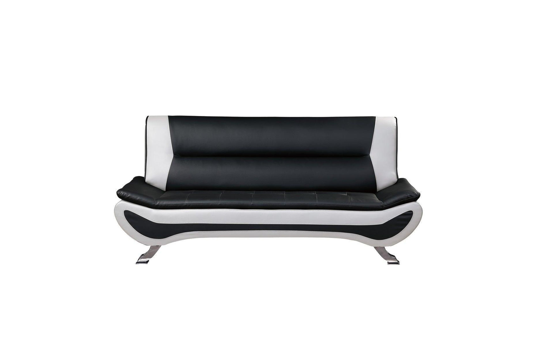 Veloce Black And White Modern Contemporary Faux Leather Upholstered Tufted 2Pc Set: Sofa, Love - Ella Furniture