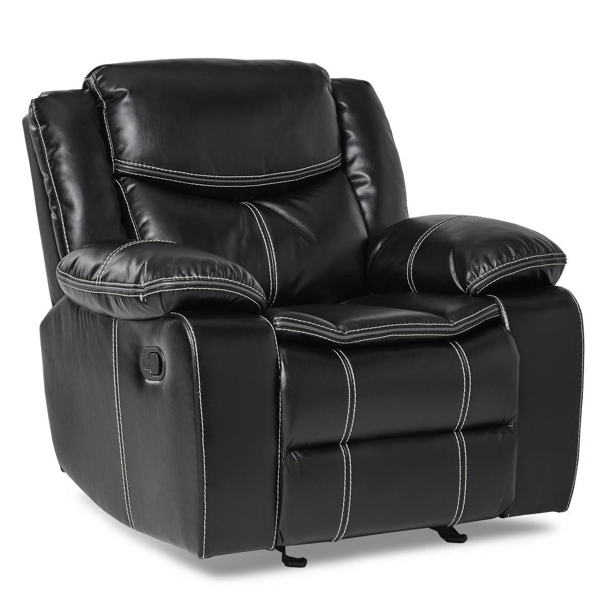 Bastrop Black Glider Solid Wood And Plywood Premium Faux Leather Upholstered Reclining Chair - Ella Furniture
