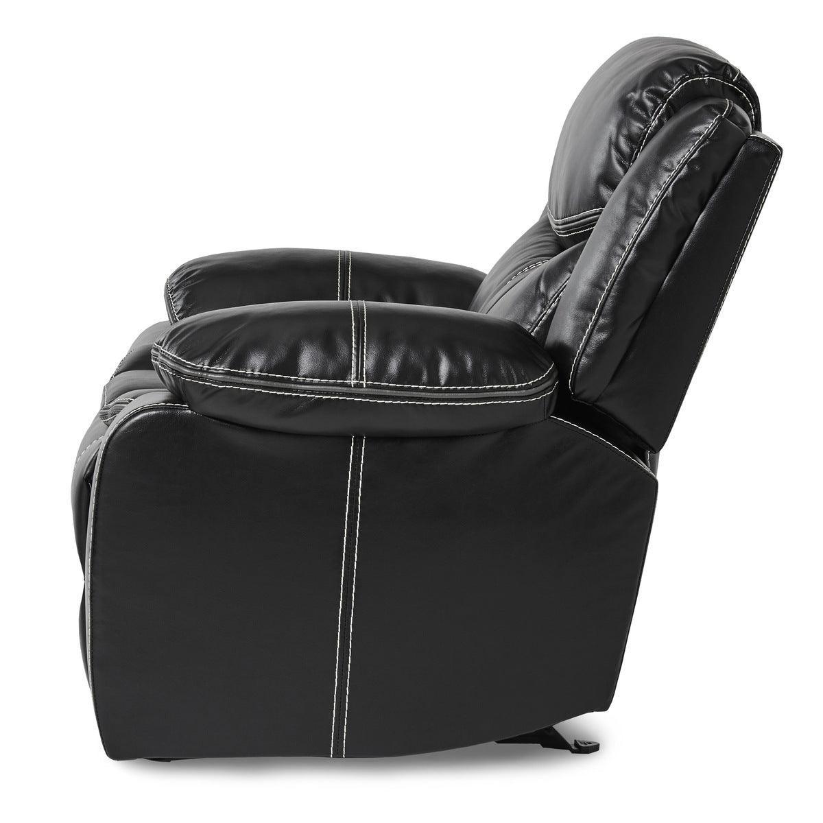 Bastrop Black Glider Solid Wood And Plywood Premium Faux Leather Upholstered Reclining Chair - Ella Furniture