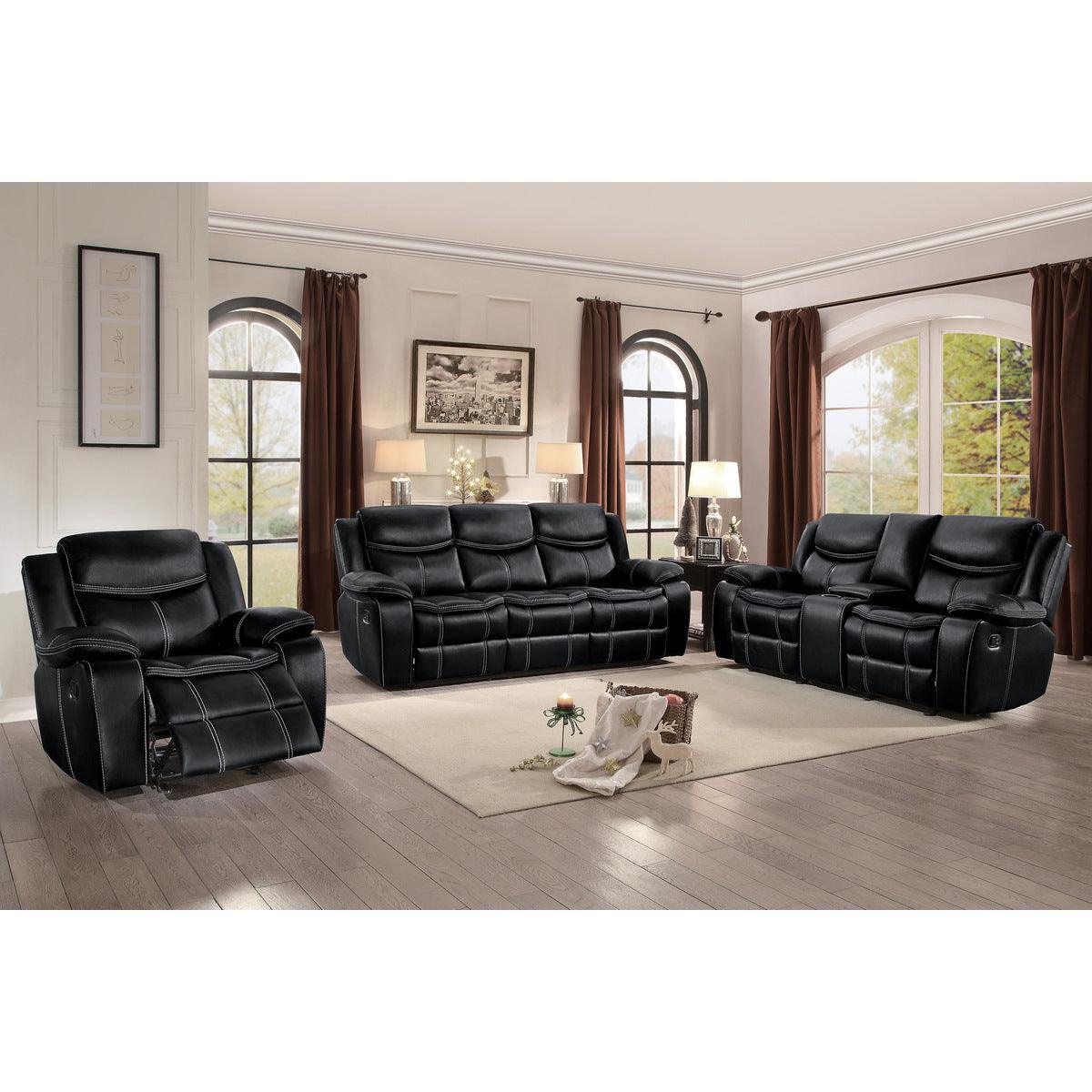 Bastrop Black Glider Solid Wood And Plywood Premium Faux Leather Upholstered Reclining Chair - Ella Furniture