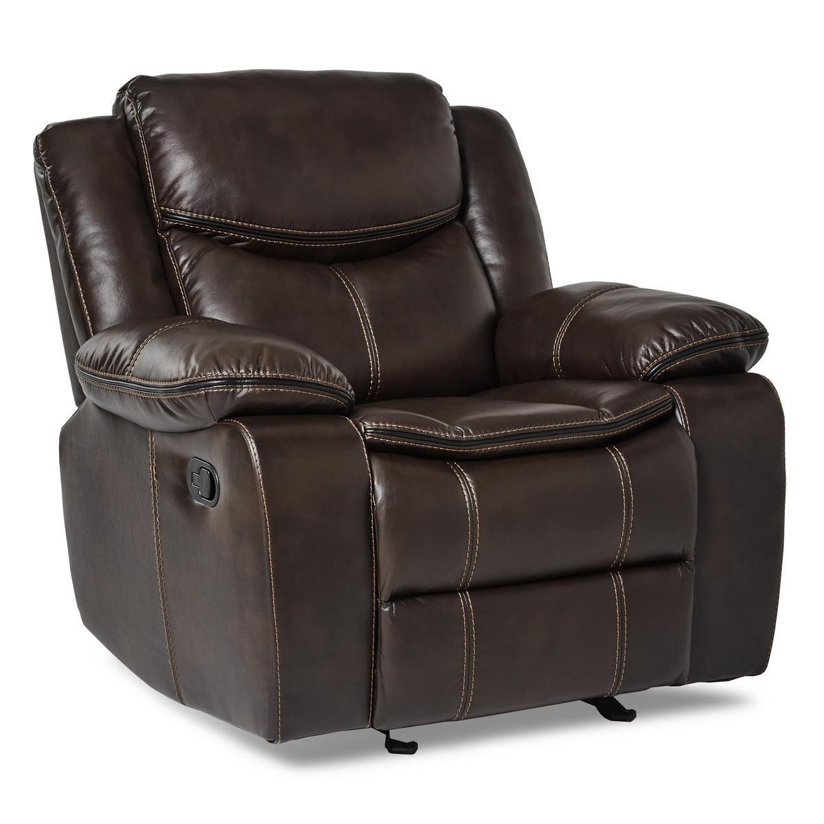Bastrop Brown Solid Wood And Plywood Premium Faux Leather Upholstery Glider Reclining Chair - Ella Furniture