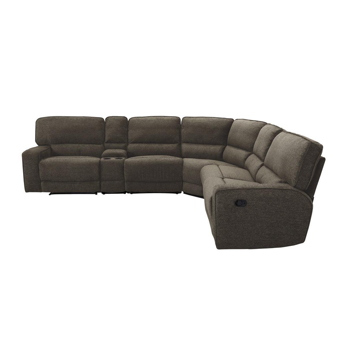 Shreveport Brown Solid Wood And Plywood Fabric Upholstered 6-Piece Modular Reclining Sectional - Ella Furniture
