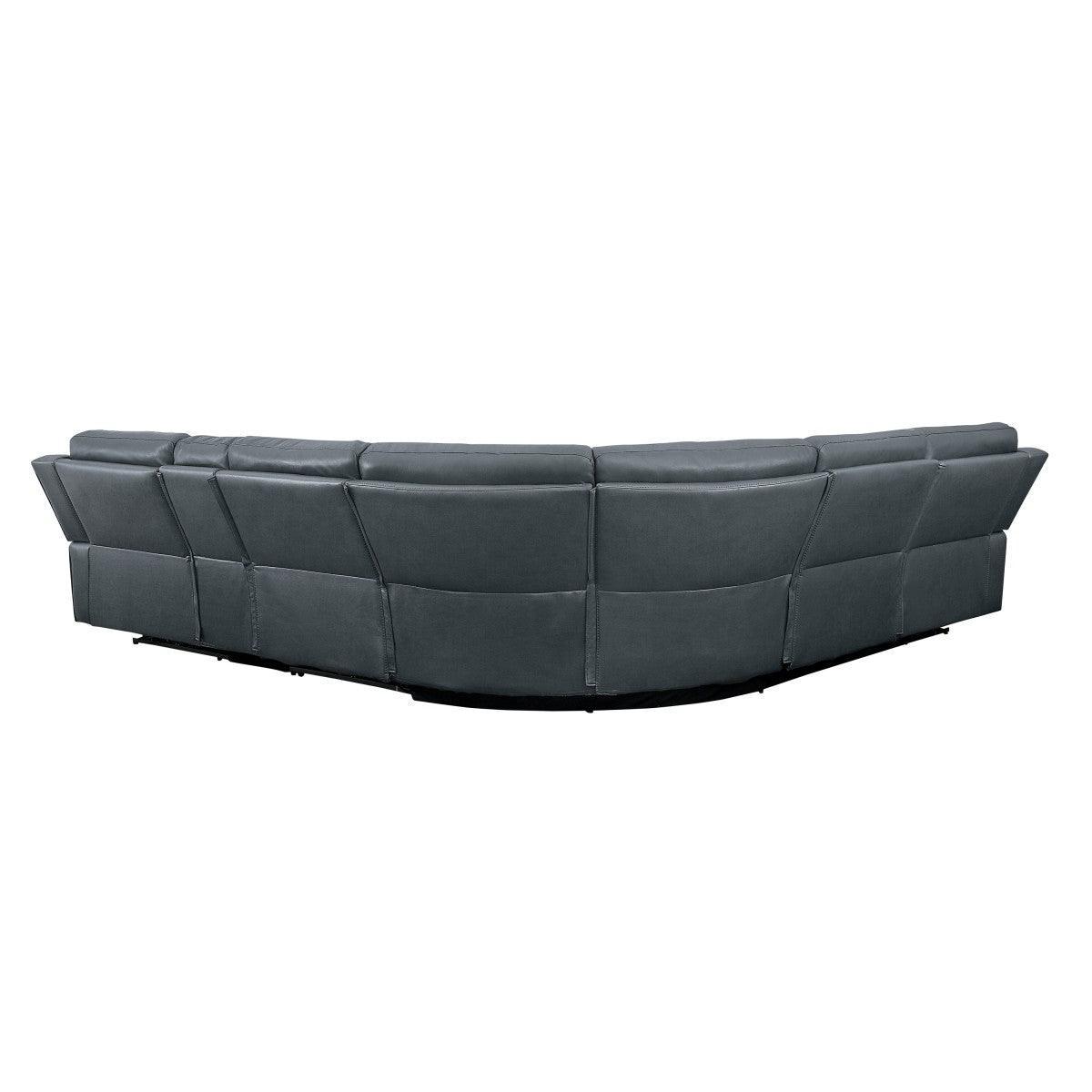 Falun Gray Solid Wood Premium Faux Leather Upholstery 6-Piece Modular Power Reclining Sectional - Ella Furniture
