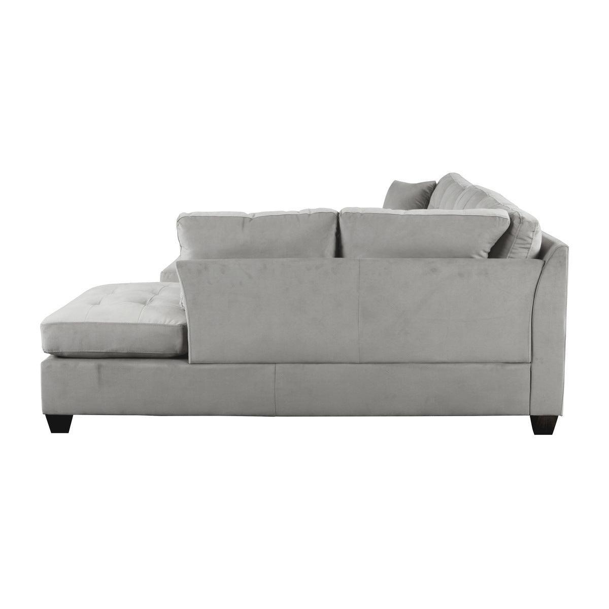 Emilio Brown Solid Wood And Plywood Fabric Upholstery 2-Piece Reversible Sectional With Chaise - Ella Furniture