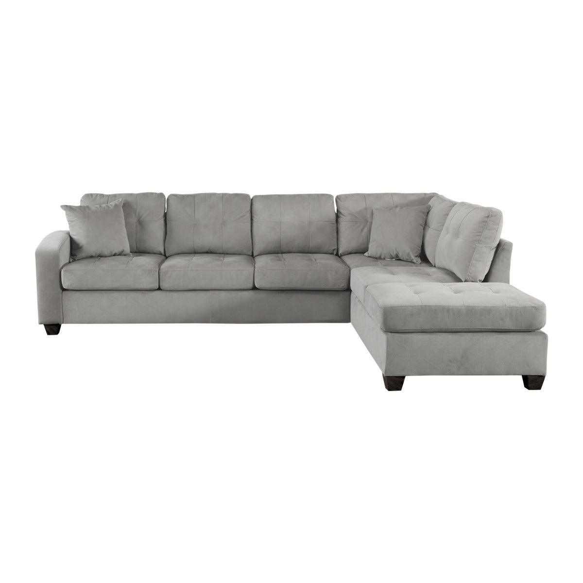 Emilio Brown Solid Wood And Plywood Fabric Upholstery 2-Piece Reversible Sectional With Chaise - Ella Furniture