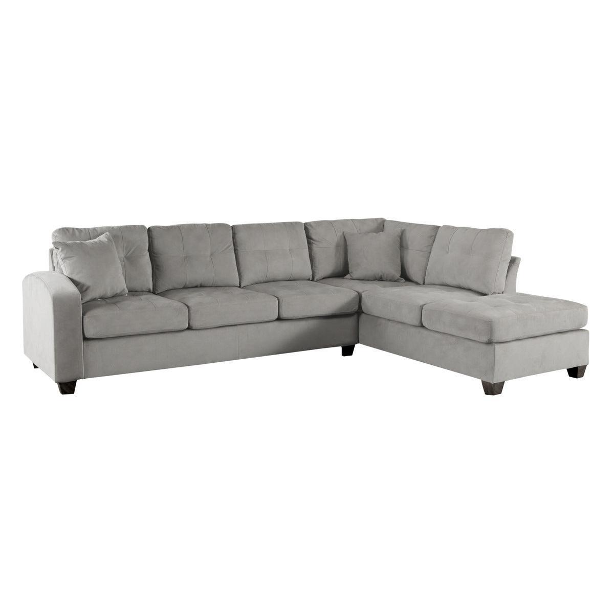 Emilio Brown Solid Wood And Plywood Fabric Upholstery 2-Piece Reversible Sectional With Chaise - Ella Furniture