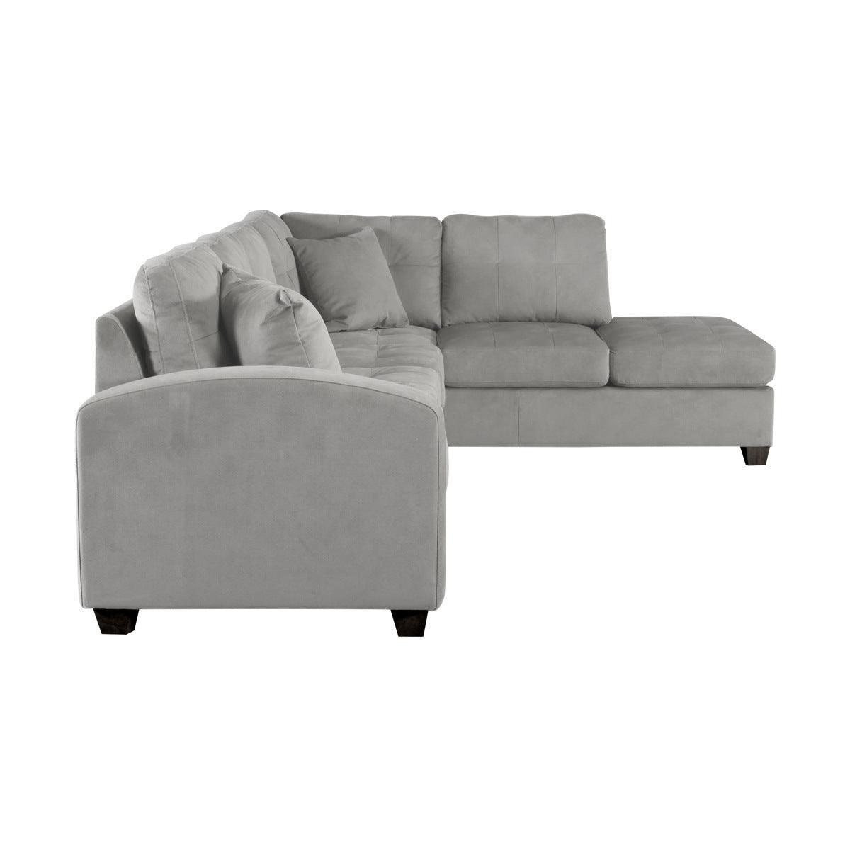 Emilio Brown Solid Wood And Plywood Fabric Upholstery 2-Piece Reversible Sectional With Chaise - Ella Furniture