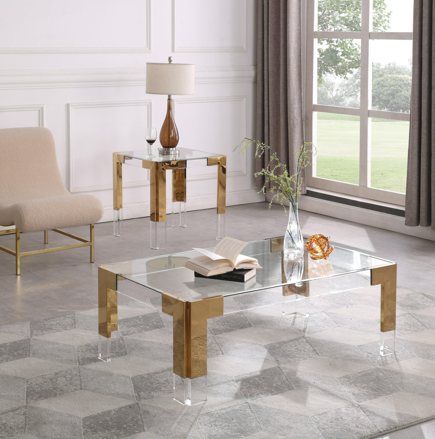 Casper Gold Rectangular Coffee Table - Ella Furniture