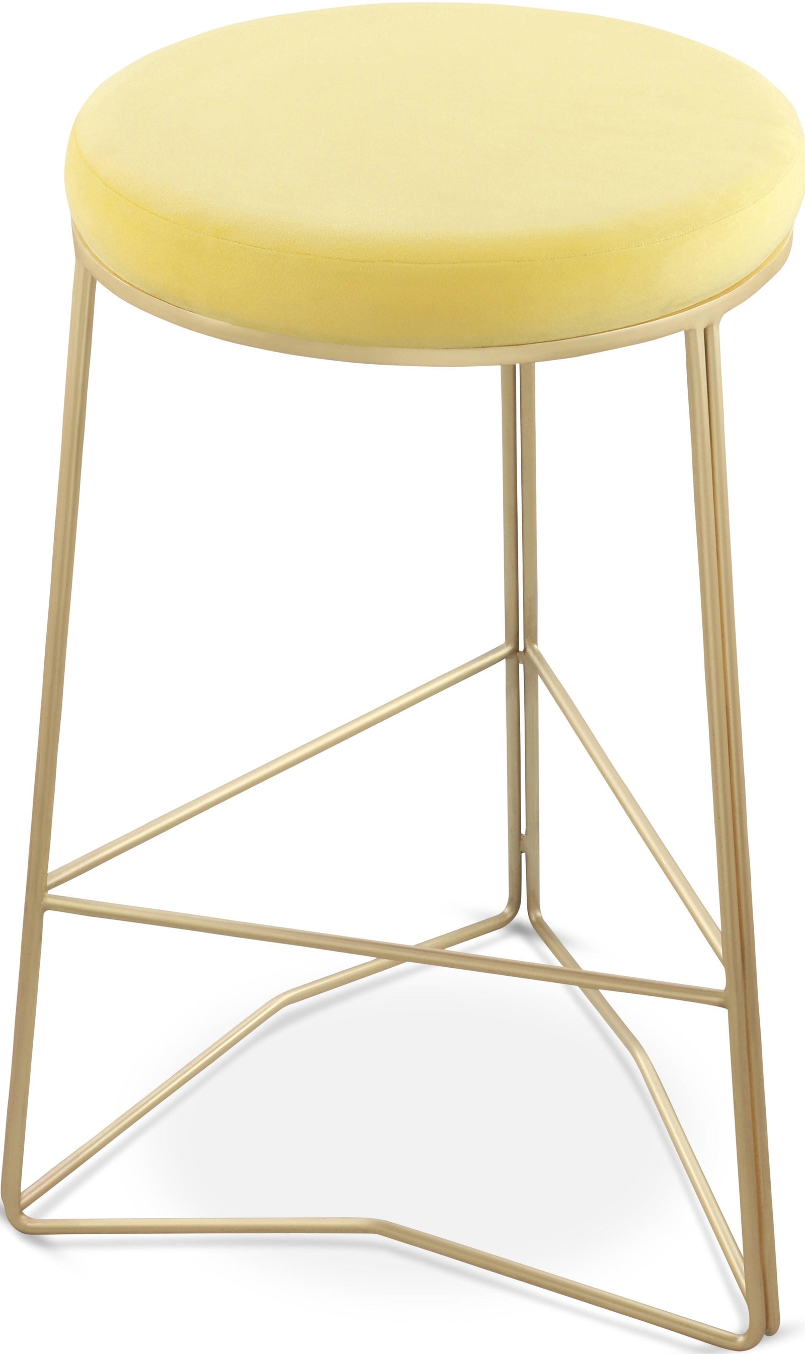 Tres Yellow Velvet Counter Stool - Ella Furniture