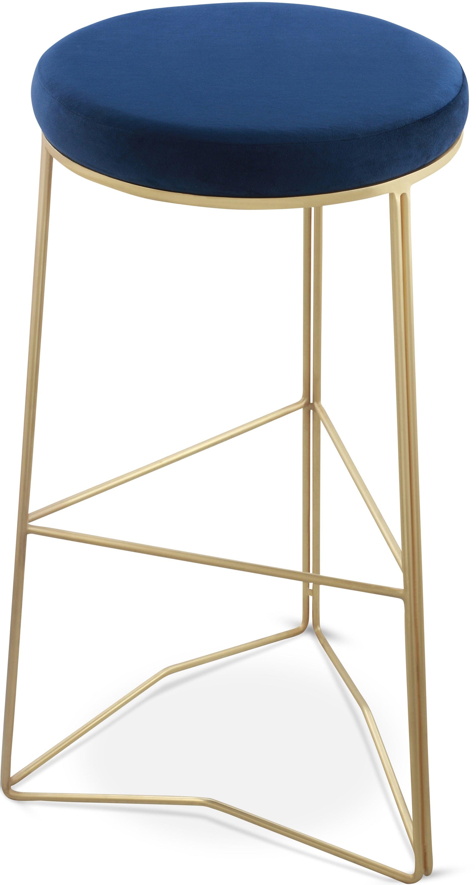 Tres Blue Velvet Bar Stool - Ella Furniture