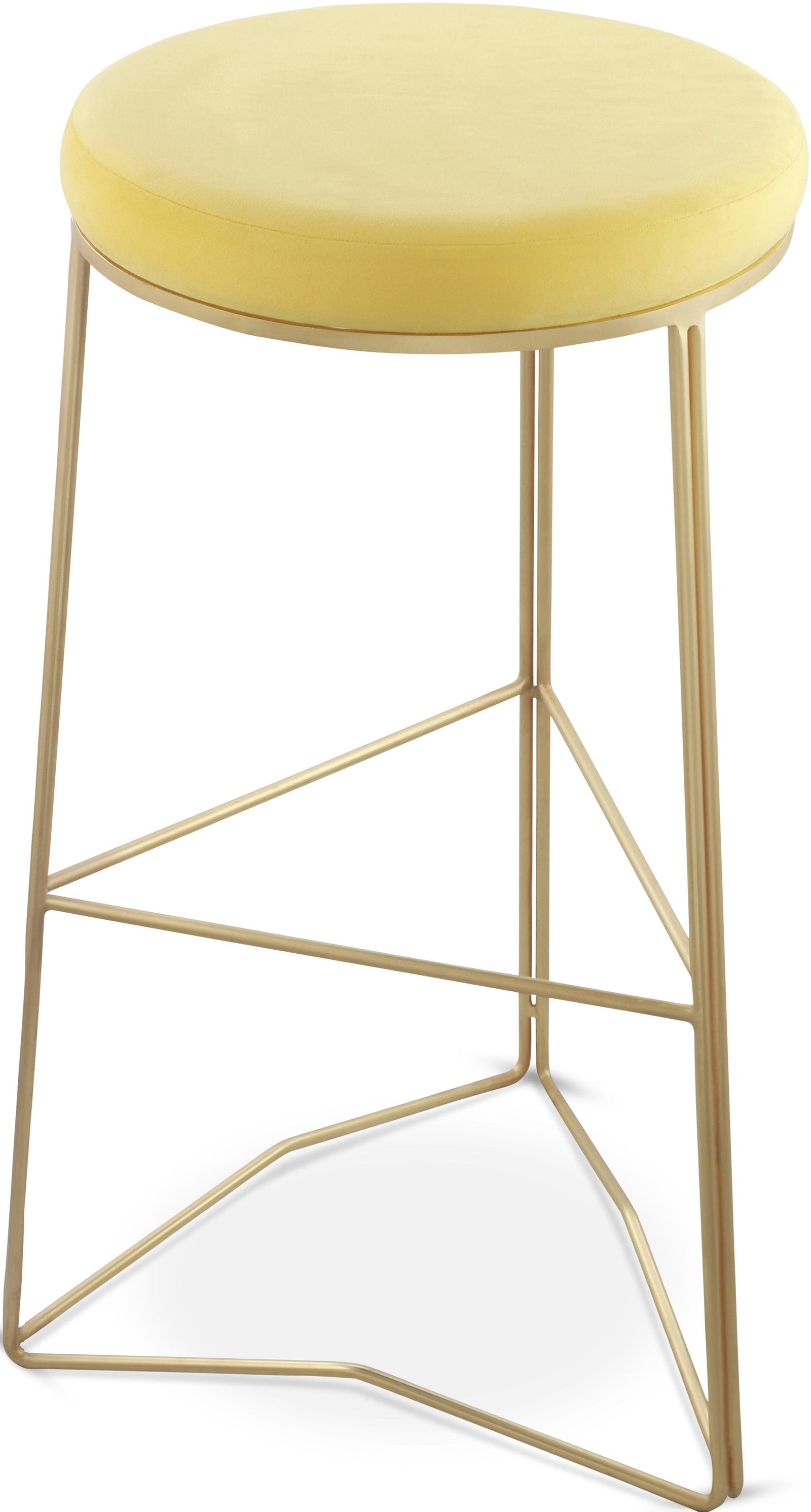 Tres Yellow Velvet Bar Stool - Ella Furniture