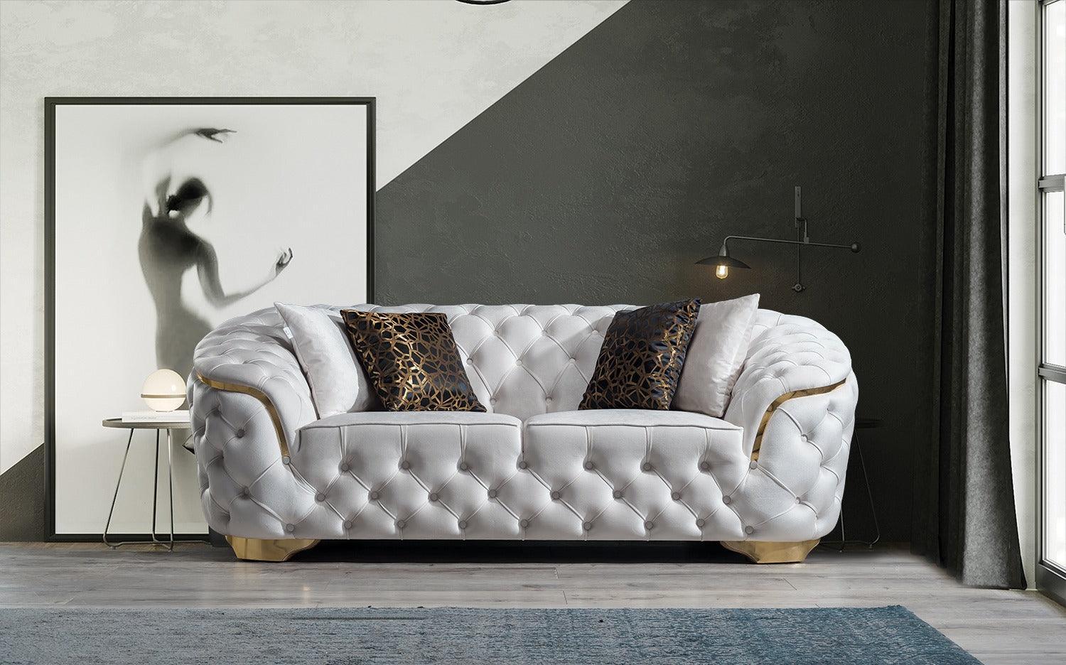 Scarlett Ivory Velvet Sofa & Loveseat - Ella Furniture