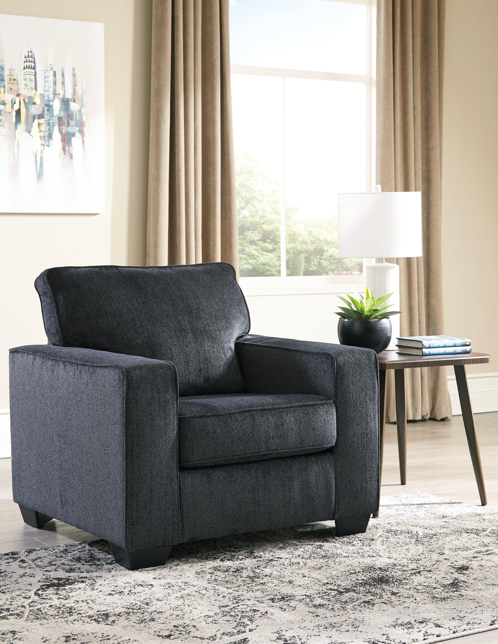 Altari Slate Chenille Chair - Ella Furniture
