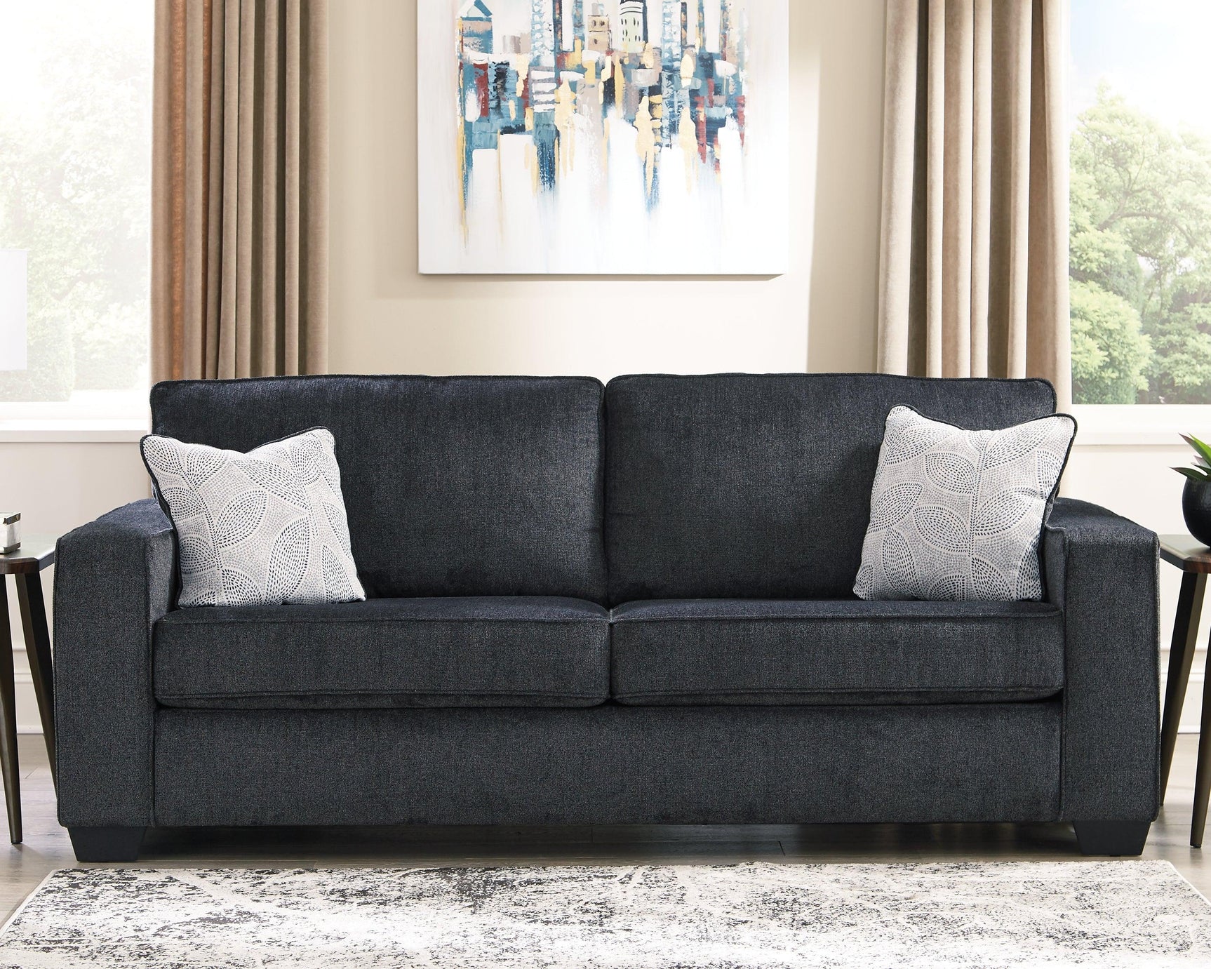 Altari Slate Chenille Queen Sofa Sleeper - Ella Furniture