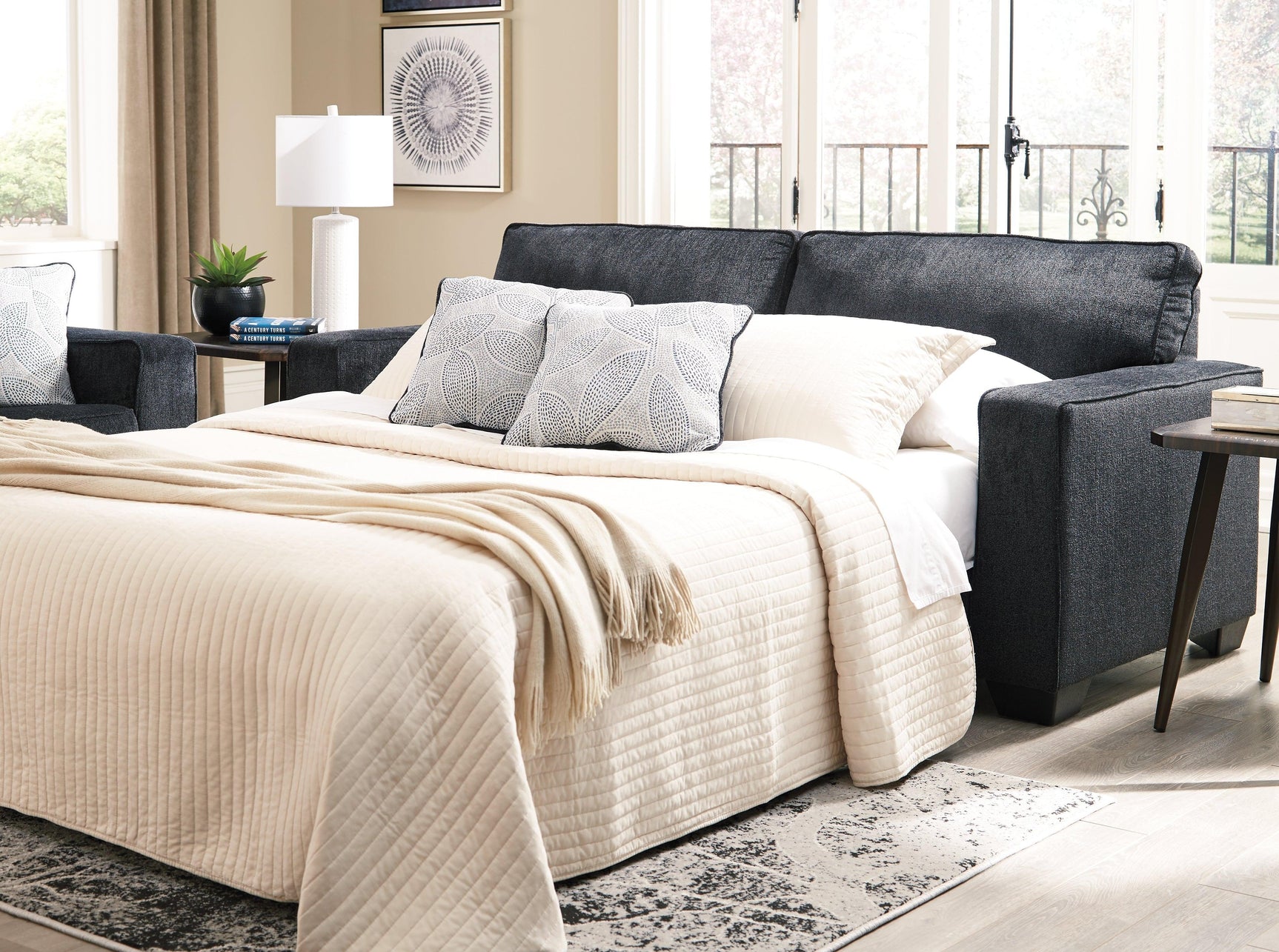 Altari Slate Chenille Queen Sofa Sleeper - Ella Furniture
