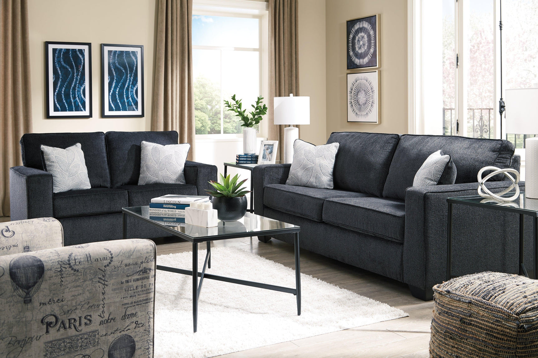 Altari Slate Chenille Loveseat - Ella Furniture