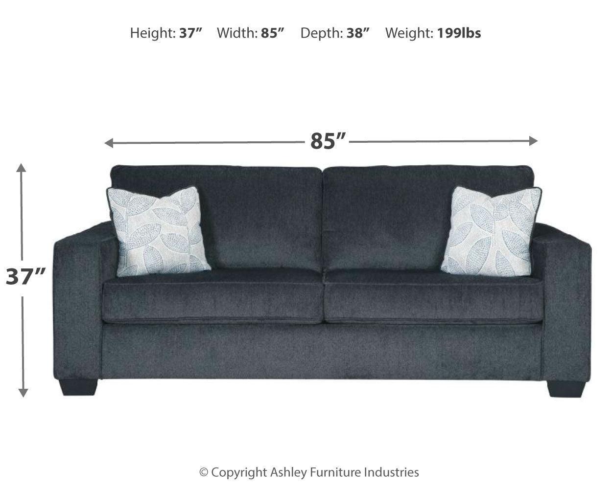 Altari Slate Chenille Queen Sofa Sleeper - Ella Furniture